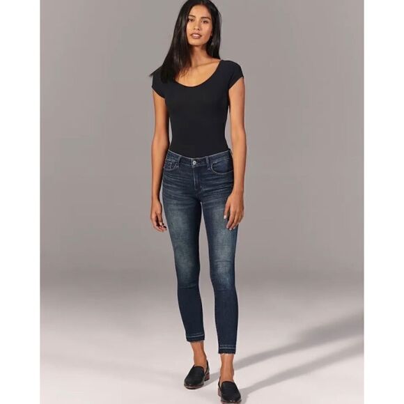 Abercrombie & Fitch The Super Skinny Ankle Mid Rise Raw Released Hem Jeans, 27 - Picture 1 of 16